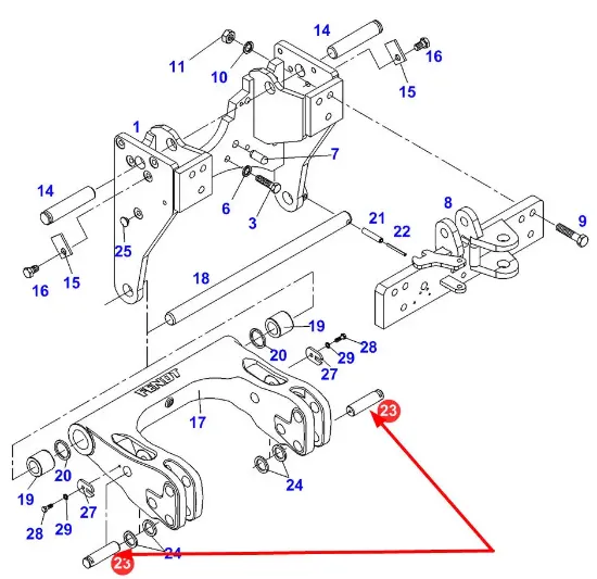 Slika Front linkage mounting pin 117921010030