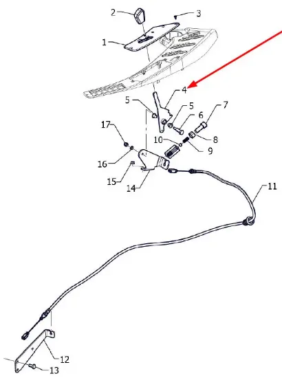 Slika Three-point linkage control lever P5S55201056