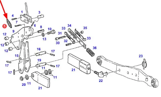 Slika AGCO 120861031030 lower link extension spring