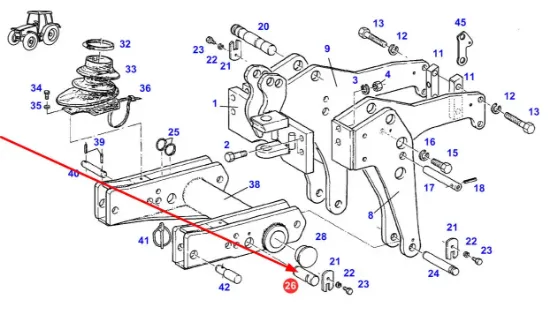 Slika Front linkage arm pin 186861900020