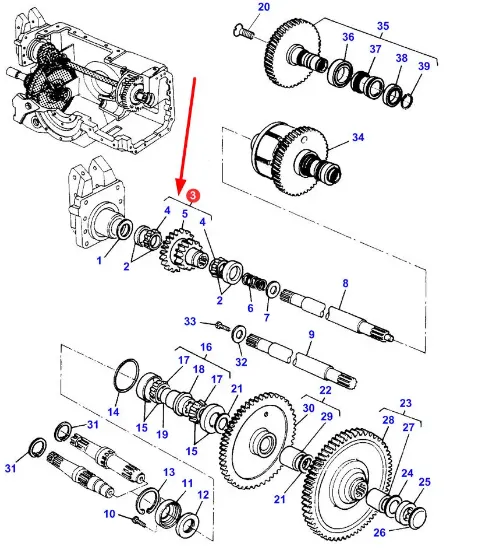 Slika Rear PTO sprocket with bearings 3052356M11