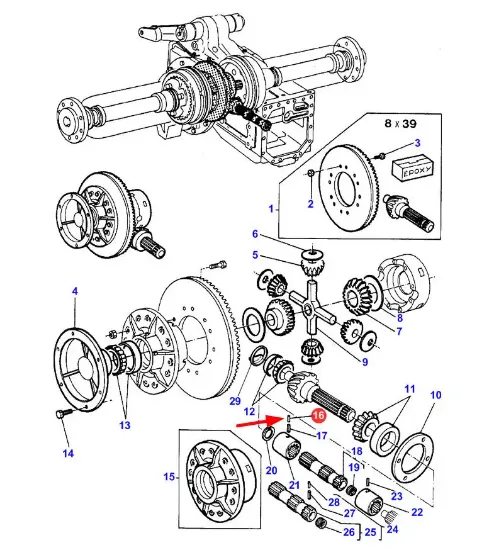 Slika Rear axle differential bushing spring pin 3 x 45 339313X1