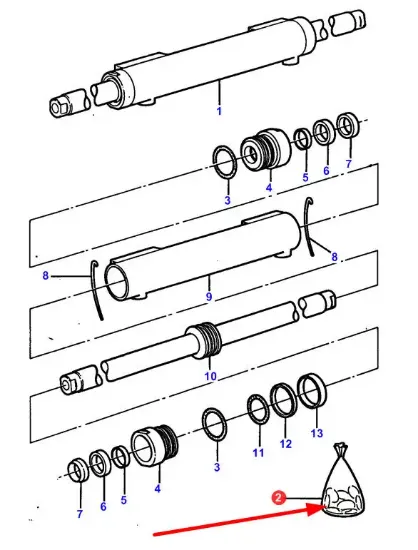 Slika Front axle cylinder sealing rings 3484624M92