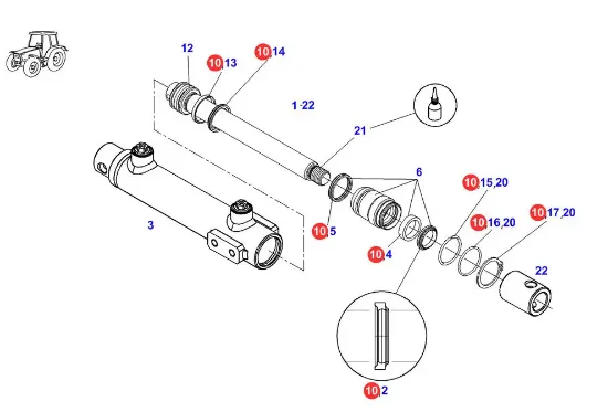 Slika Complete set of sealing rings for the steering cylinder F725891492060