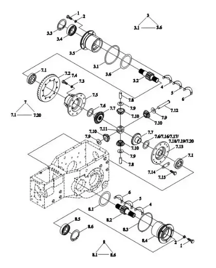 Slika Set of differential mechanism components, rear axle lock TE2S372010000K