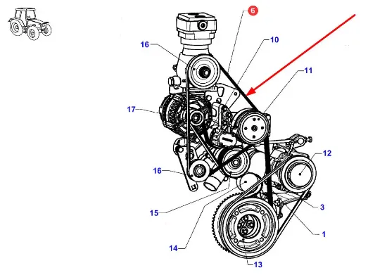 Slika AGCO 4 PK x 1200 lp engine accessory drive V-belt X697173500000