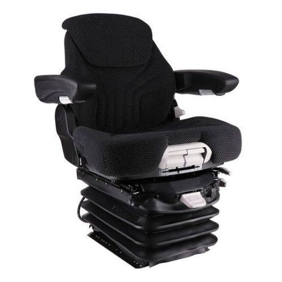 Slika Seat Assembly Grammer Style Air Suspension Fabric Black & Gray fits John Deere SJ30179 fits Case IH fits New Holland 83991230 84067649